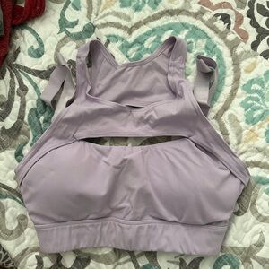 NVGTN Purple Sports Bra with High Neckline and Cutout